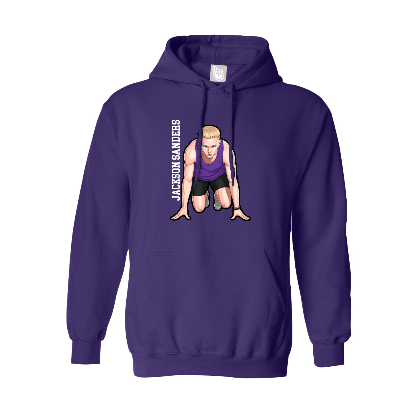 Youth Hoodie — Name Vertical in Purple