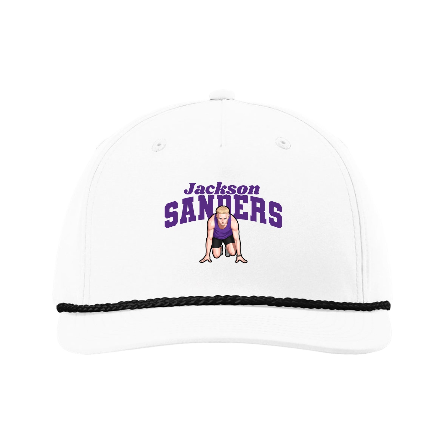Five-Panel Classic Rope Cap — Signature Arch in White