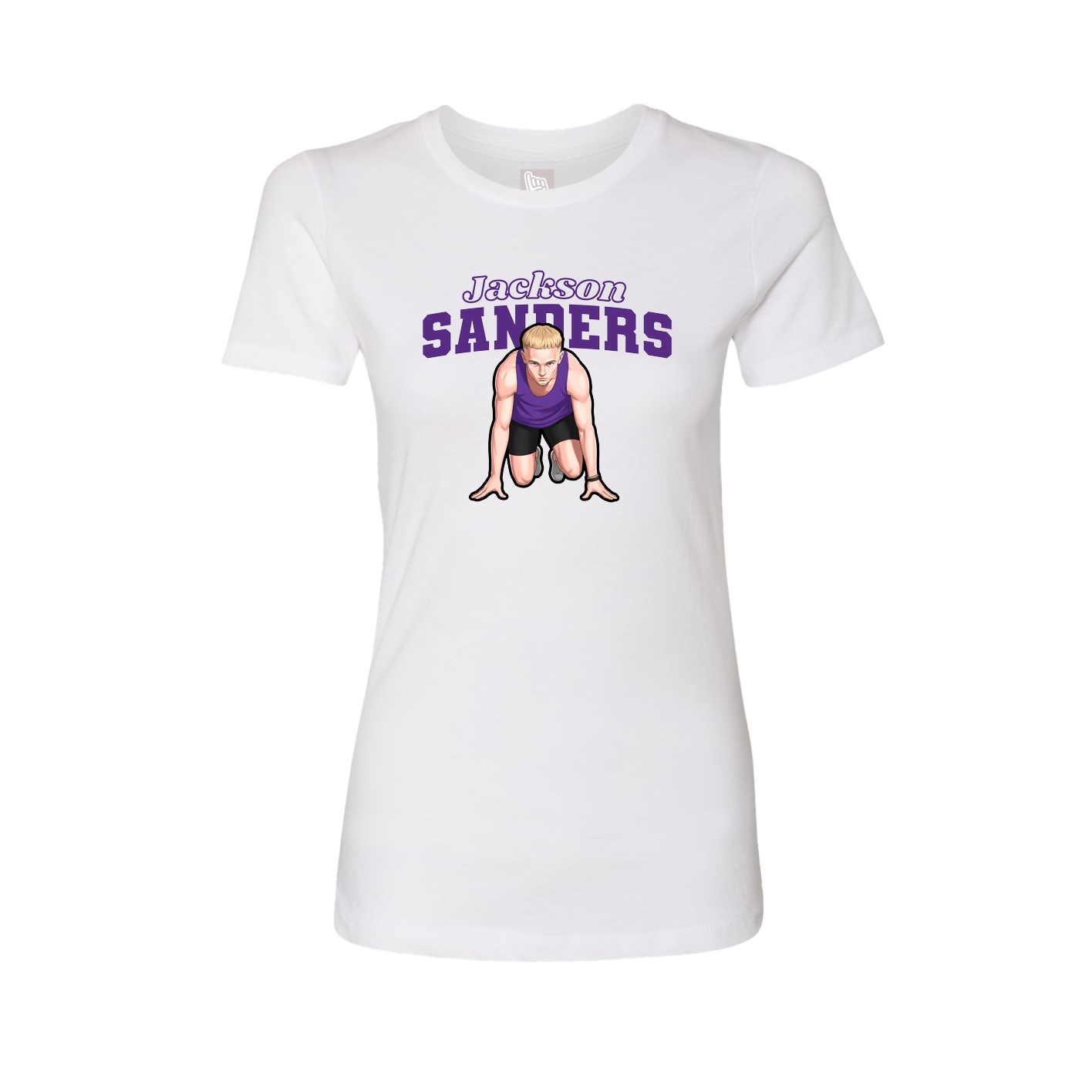 Fitted Women's Tee — Name Arch in White