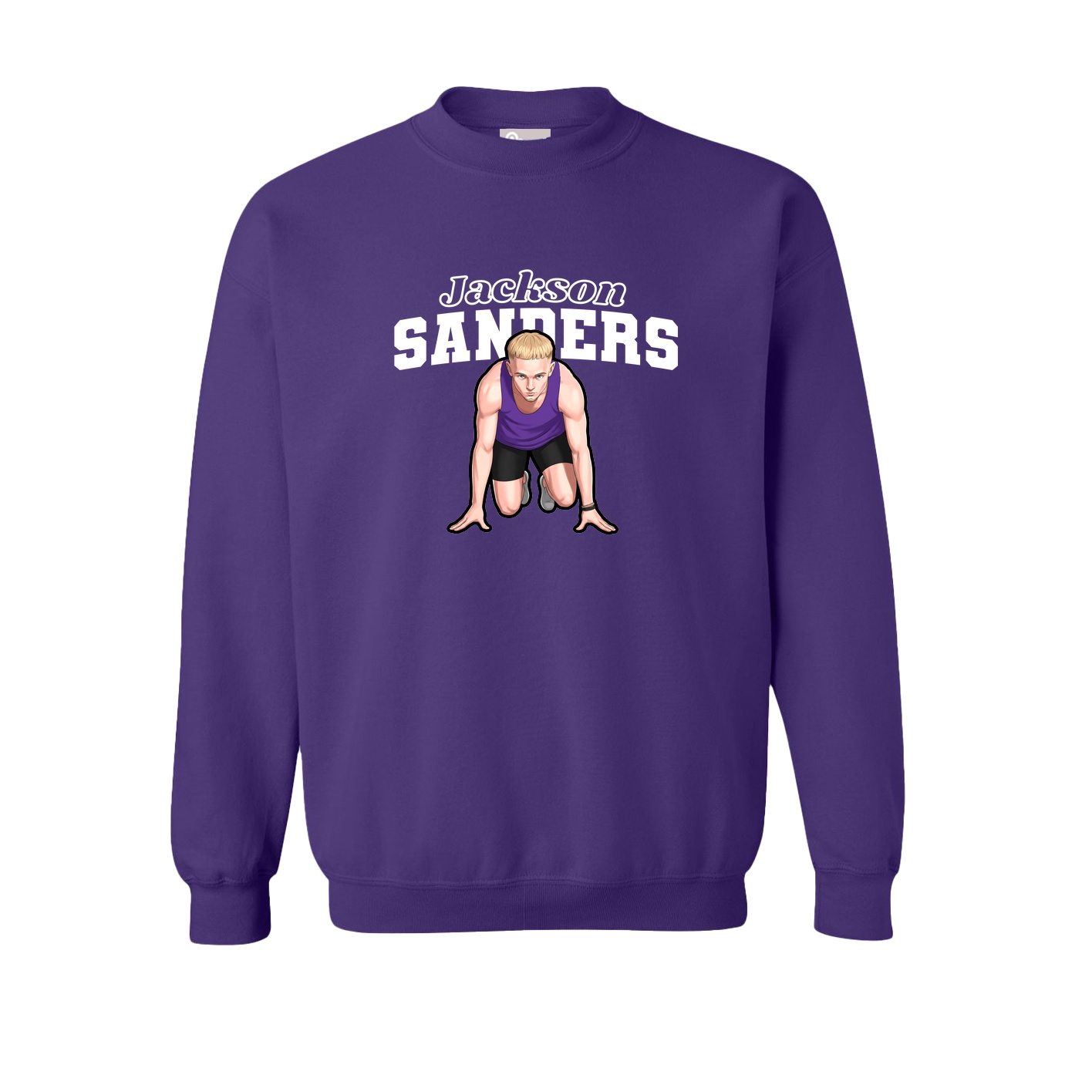 Fleece Crew — Name Arch in Purple