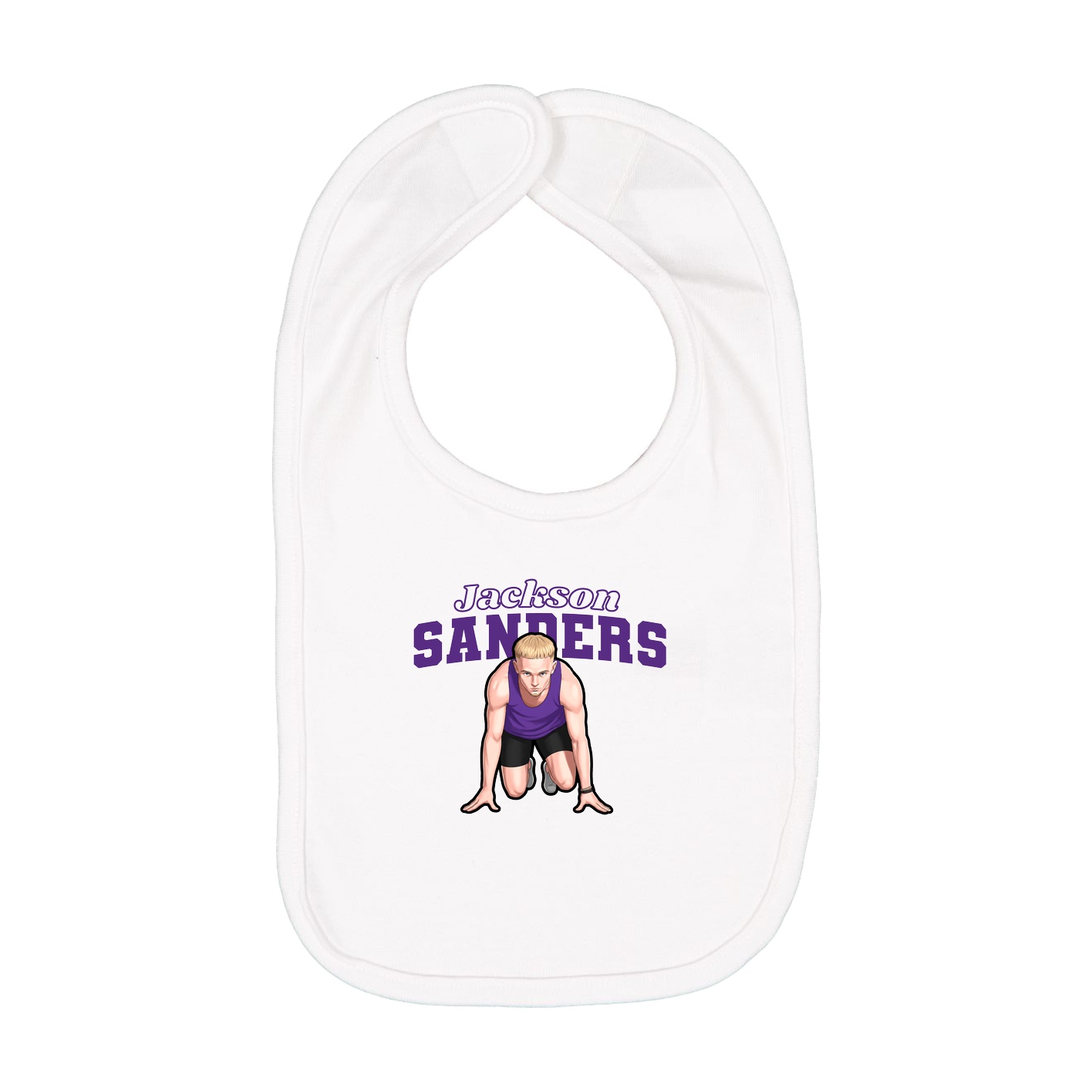 Infant Bib — Name Arch in White