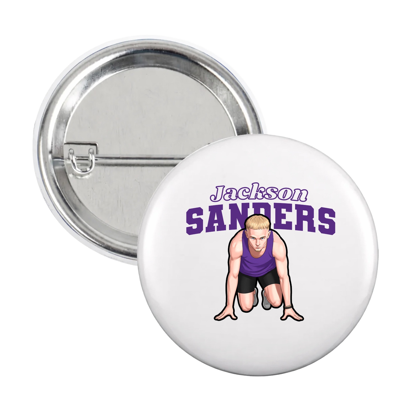 Game Day Button — Name Arch in White