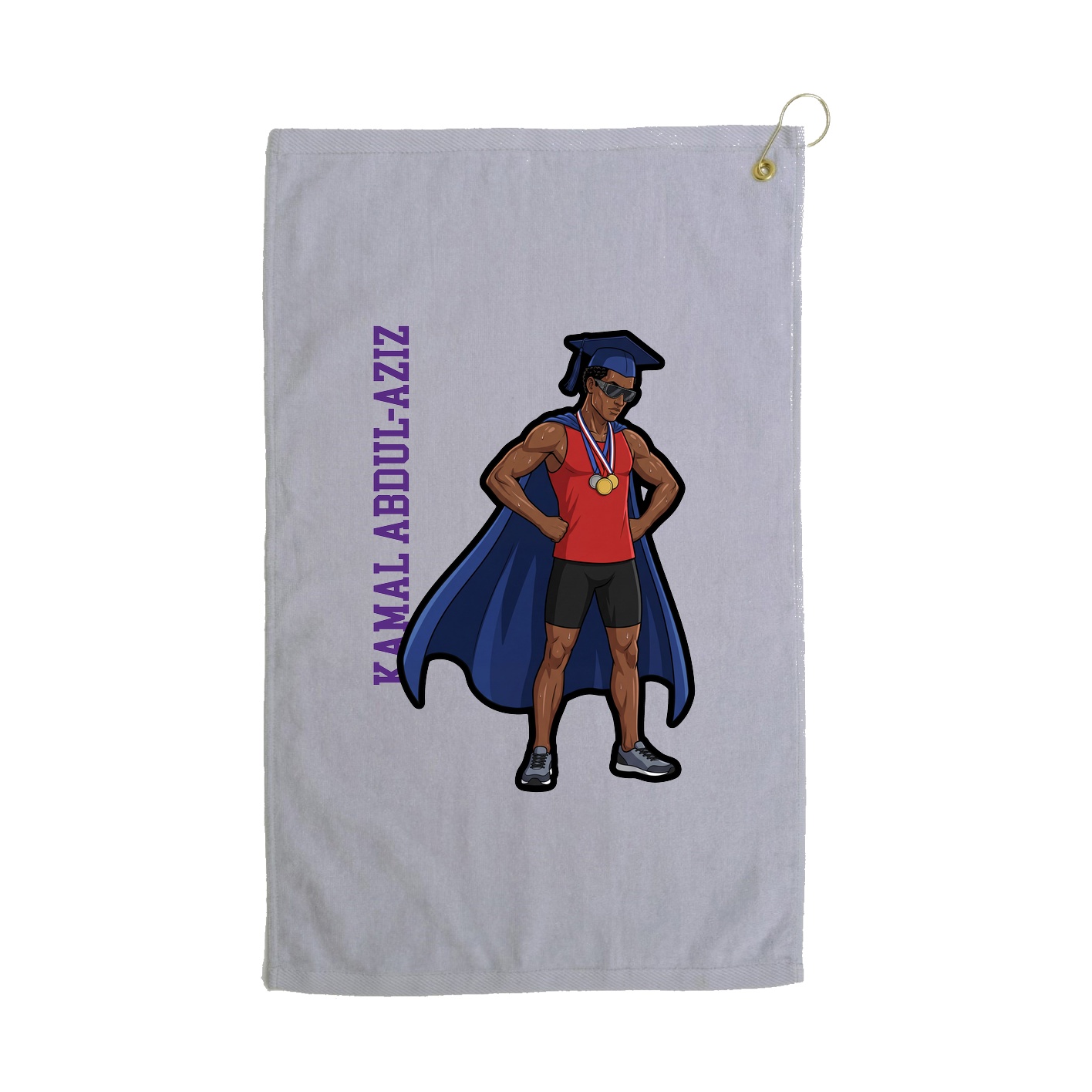 Golf Towel — Name Vertical in Grey