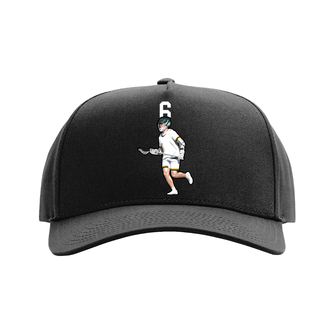Full Fabric Five-Panel Champ Cap — Number Top in Black