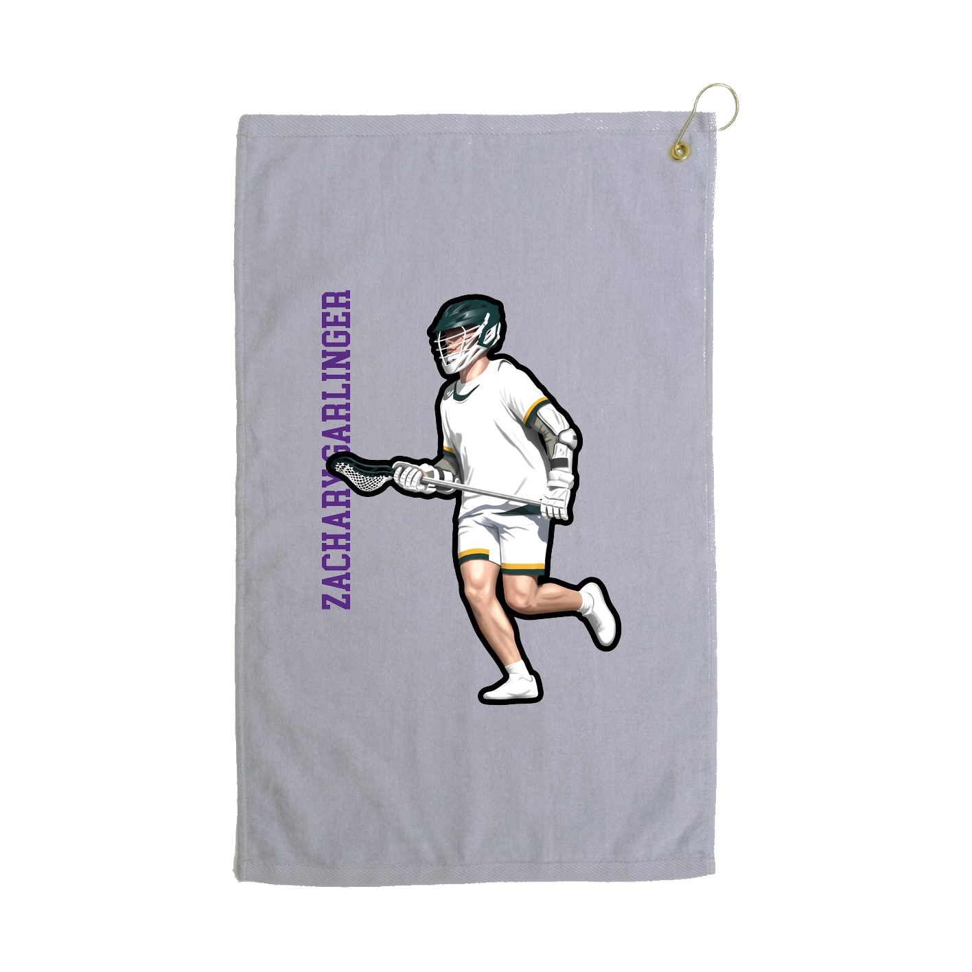 Golf Towel — Name Vertical in Grey