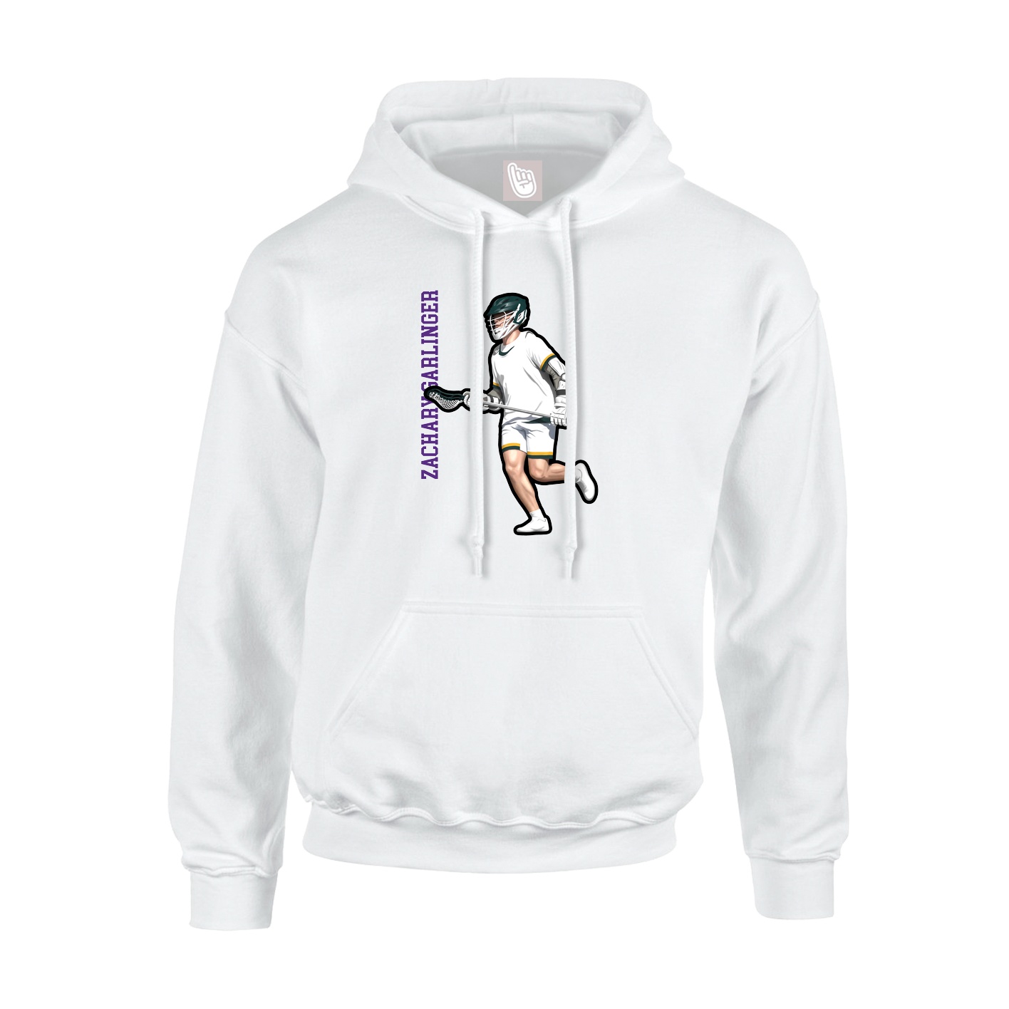 Youth Hoodie — Name Vertical in White