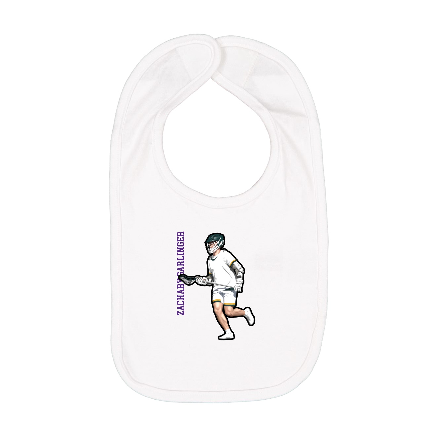 Infant Bib — Name Vertical in White