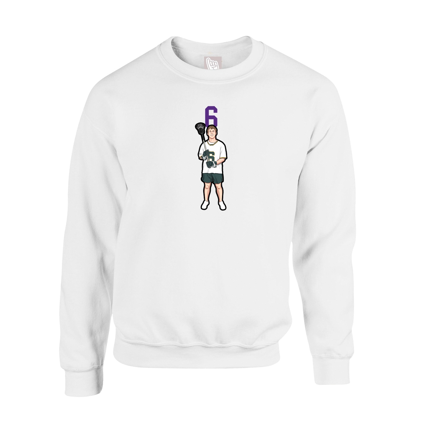 Fleece Crew — Number Top in White
