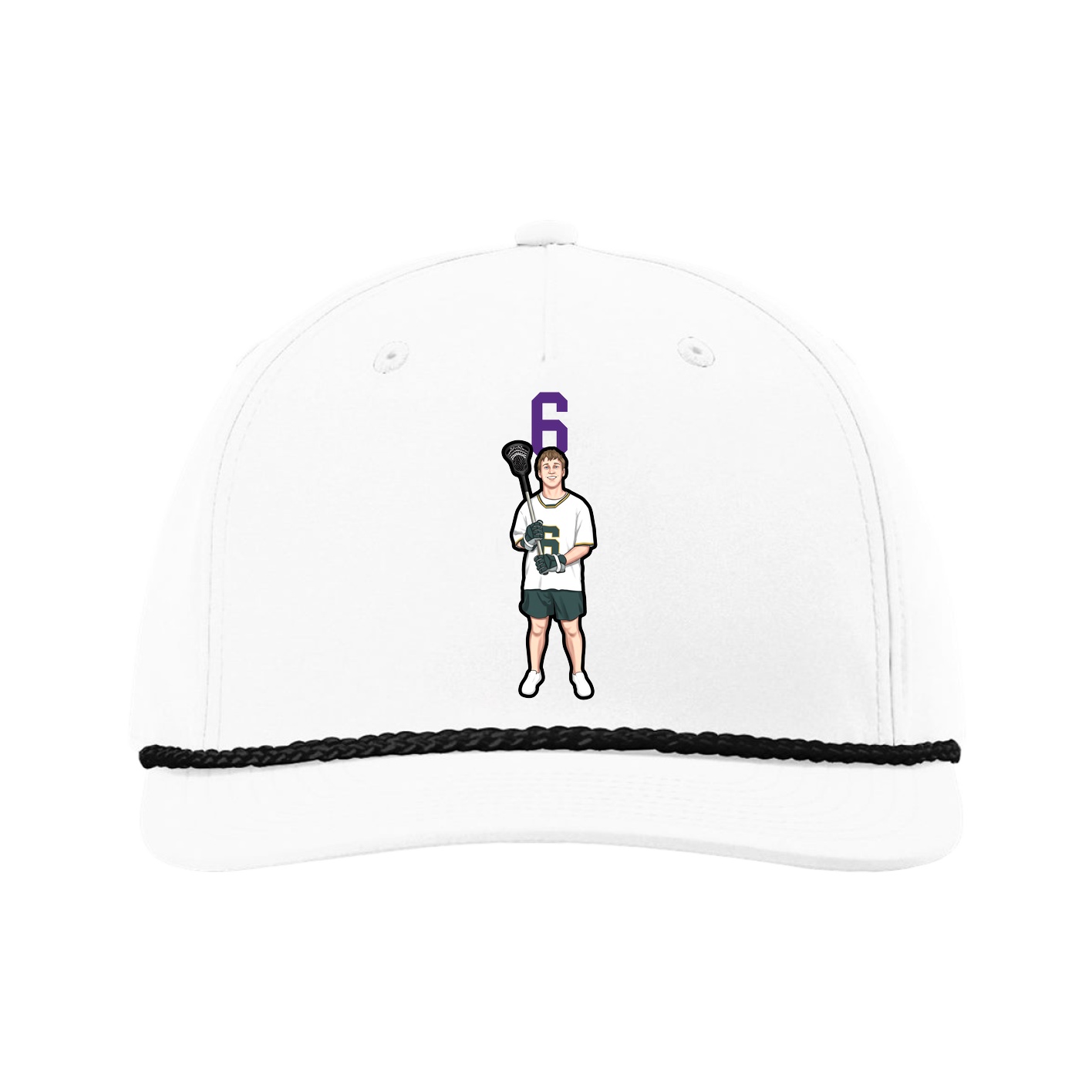 Five-Panel Classic Rope Cap — Number Top in White