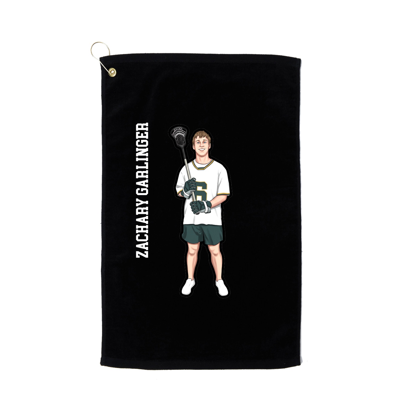 Golf Towel — Name Vertical in Black