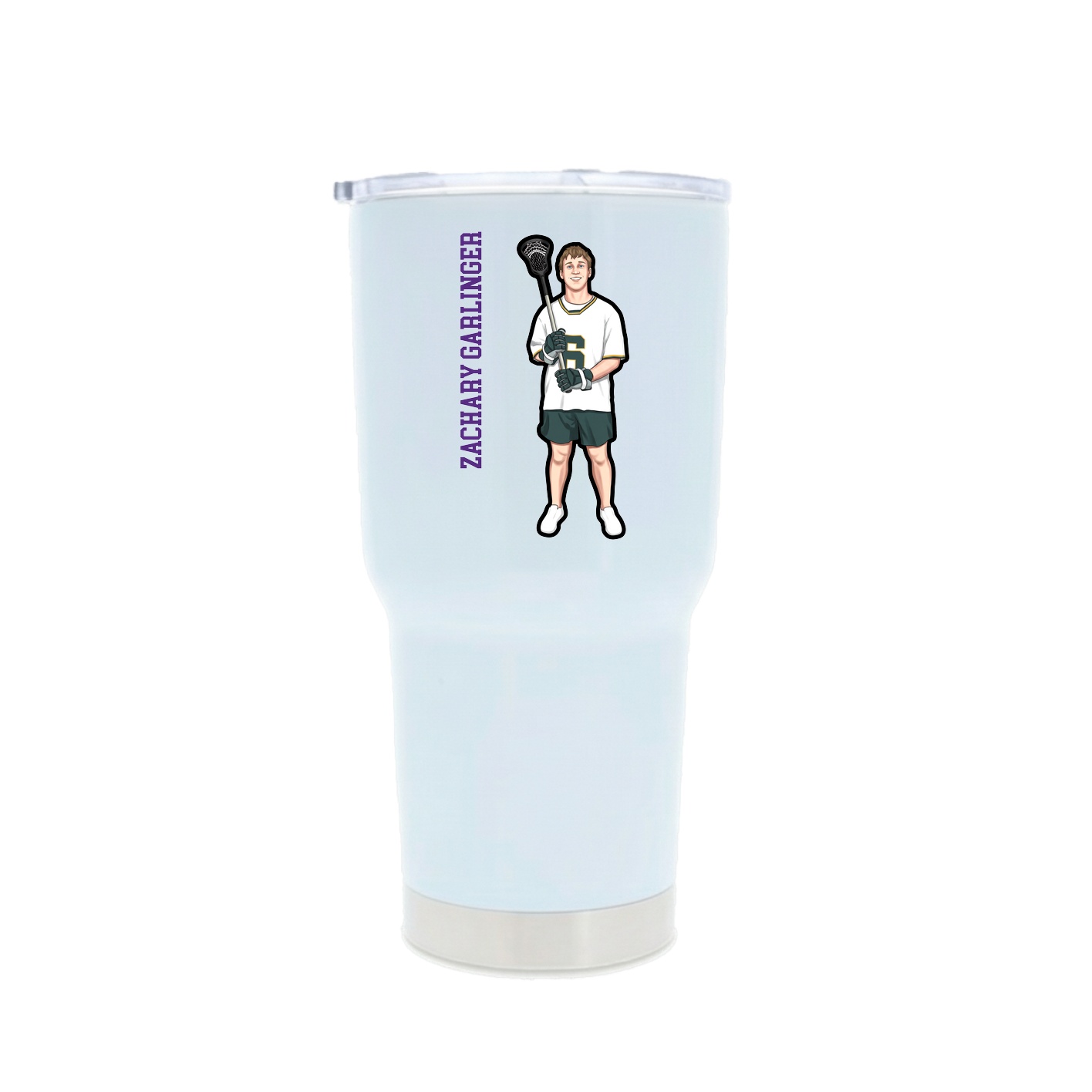 30oz Stainless Steel Tumbler — Name Vertical in White
