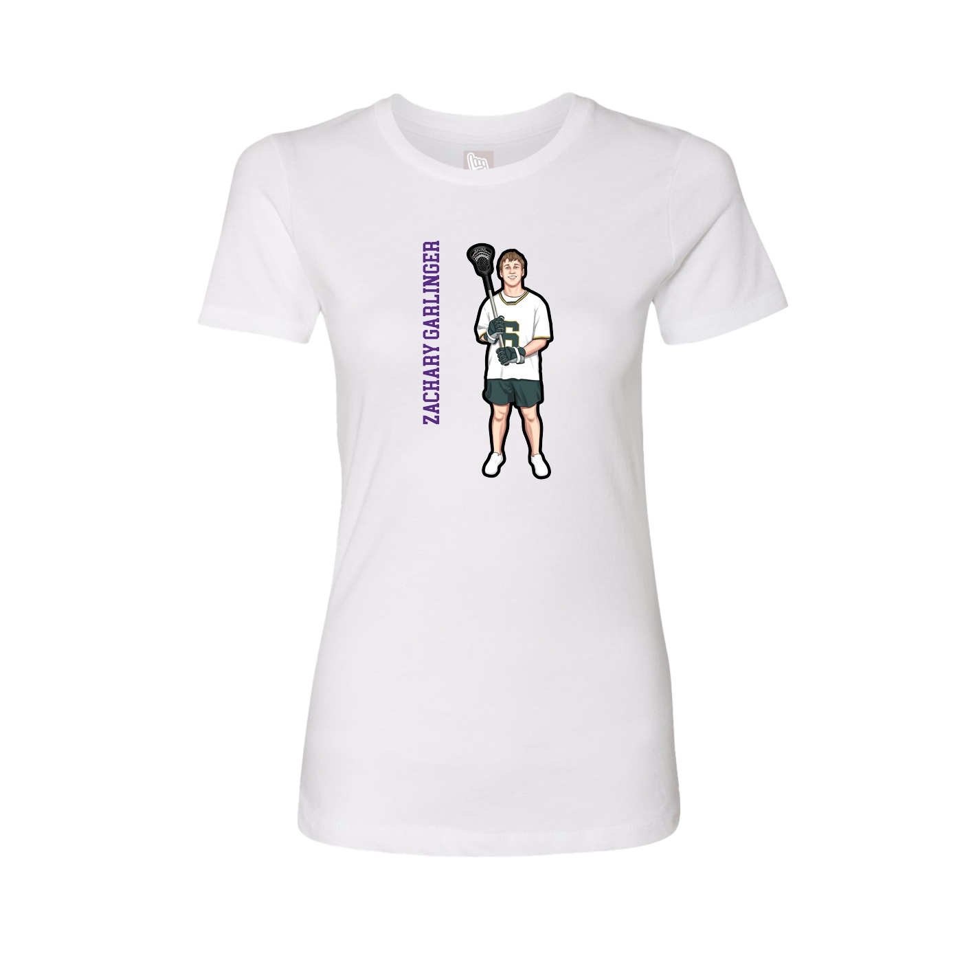 Fitted Women's Tee — Name Vertical in White