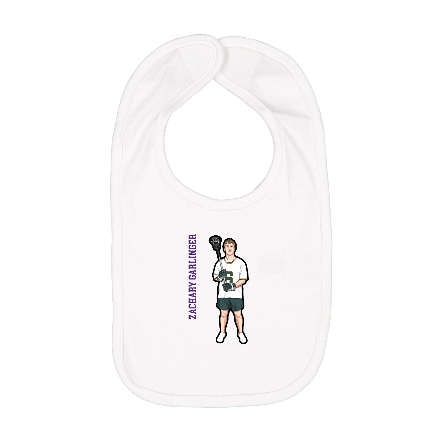 Infant Bib — Name Vertical in White
