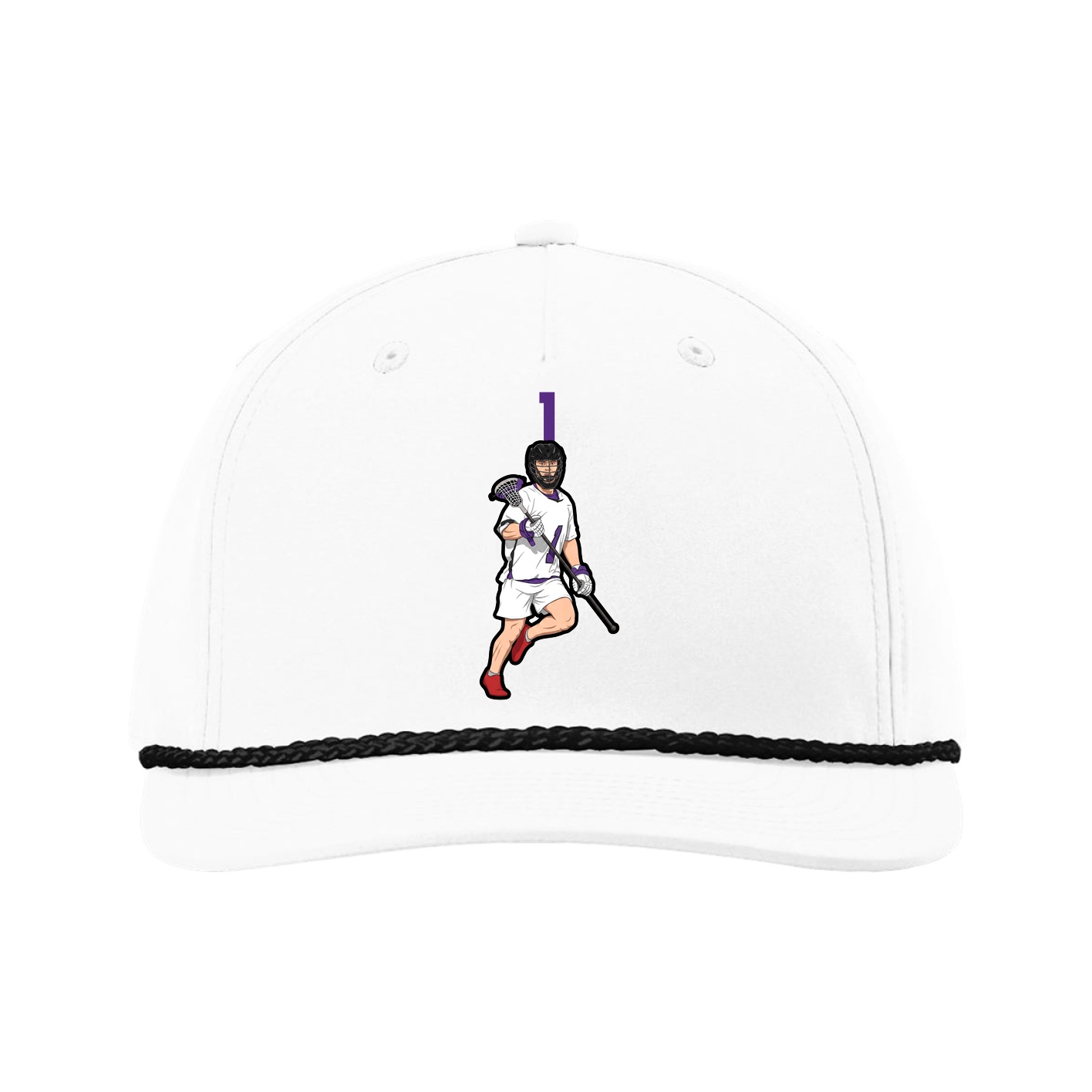 Five-Panel Classic Rope Cap — Number Top in White