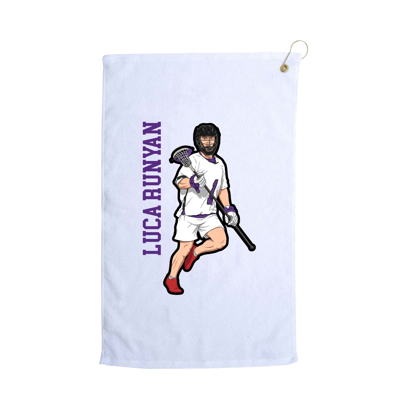 Golf Towel — Name Vertical in White