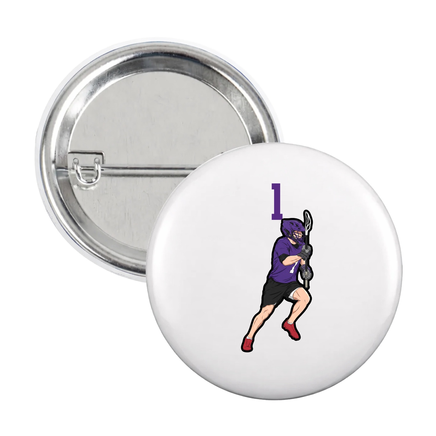 Game Day Button — Number Top in White