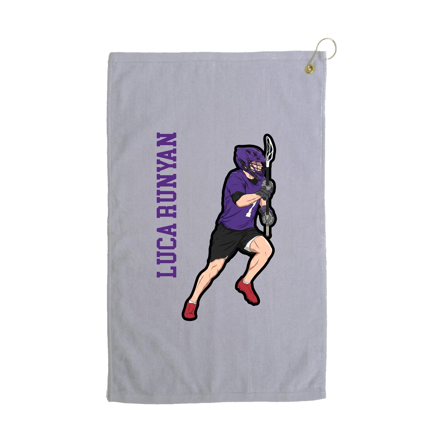 Golf Towel — Name Vertical in Grey