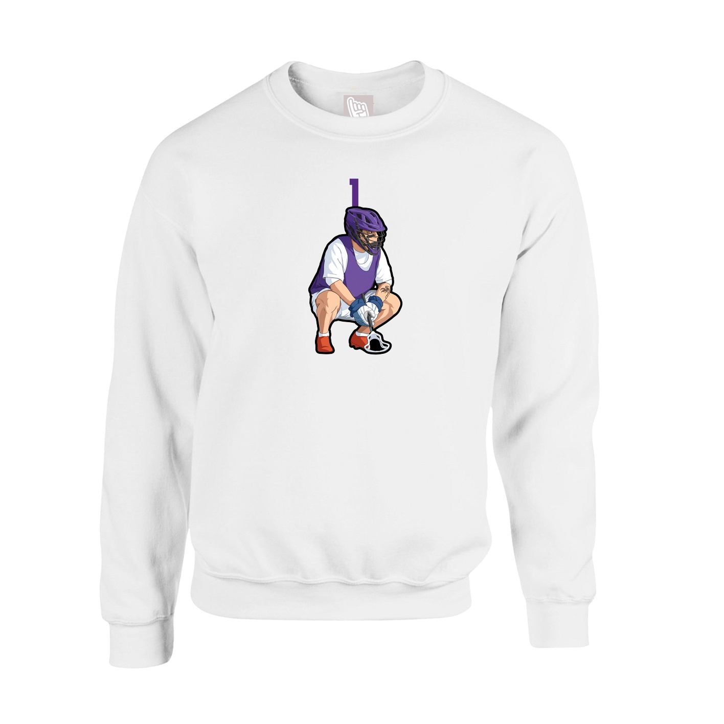 Fleece Crew — Number Top in White