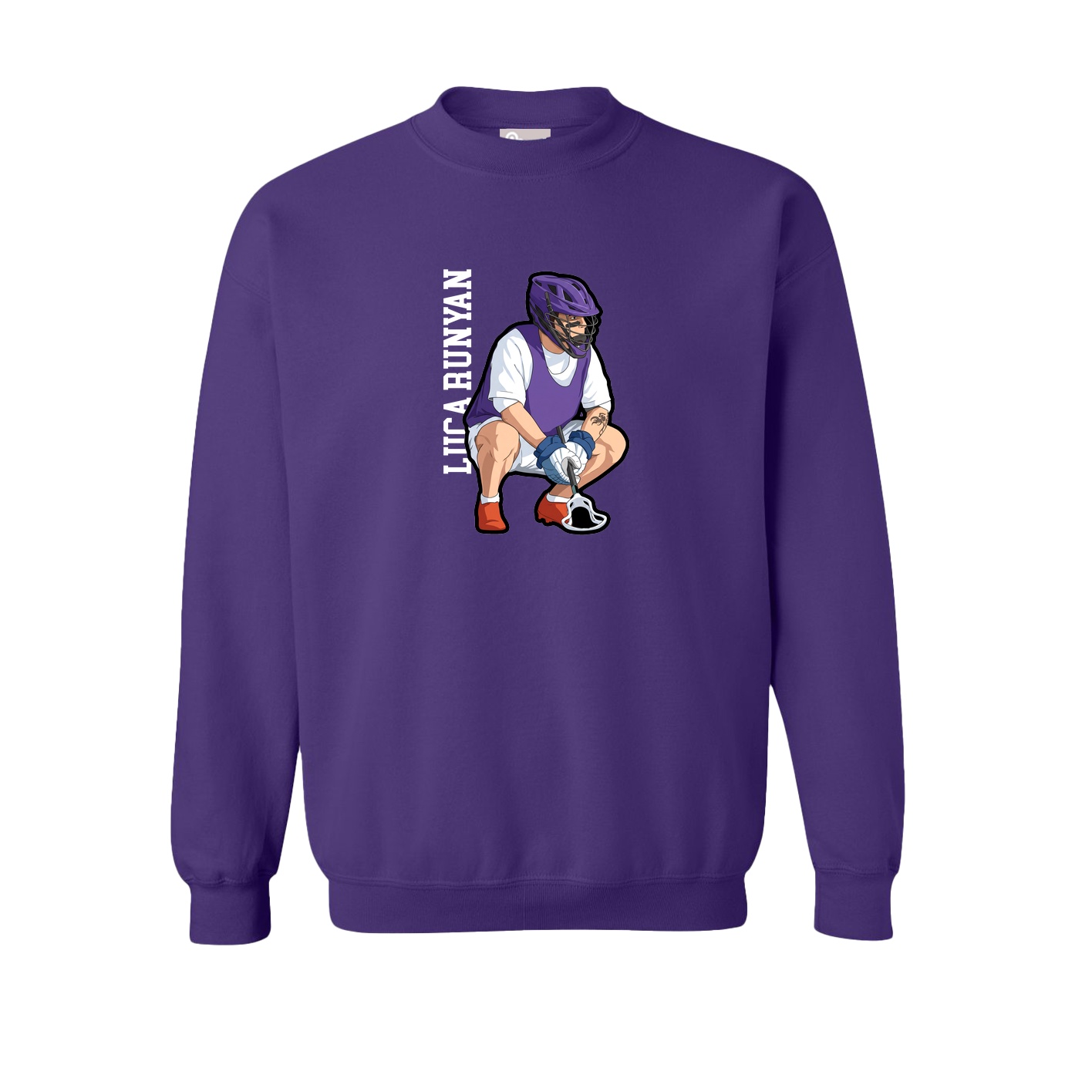 Fleece Crew — Name Vertical in Purple