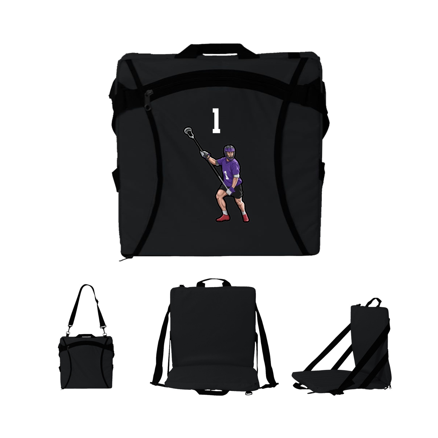 Folding Stadium Seat — Number Top in Black