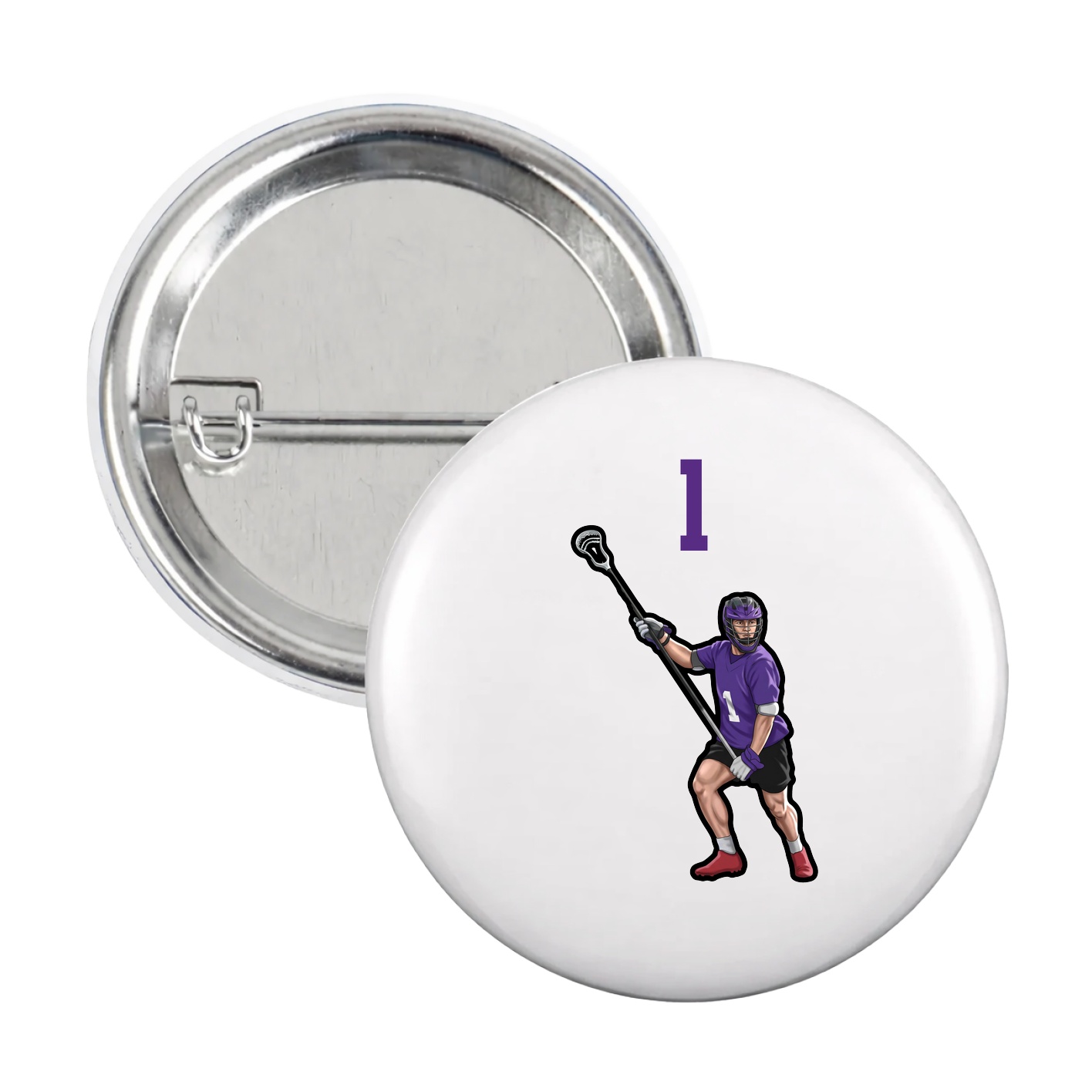 Game Day Button — Number Top in White