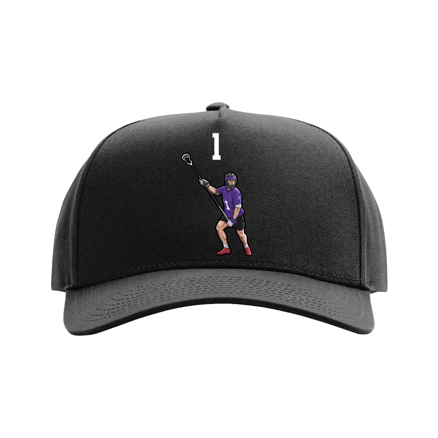 Full Fabric Five-Panel Champ Cap — Number Top in Black