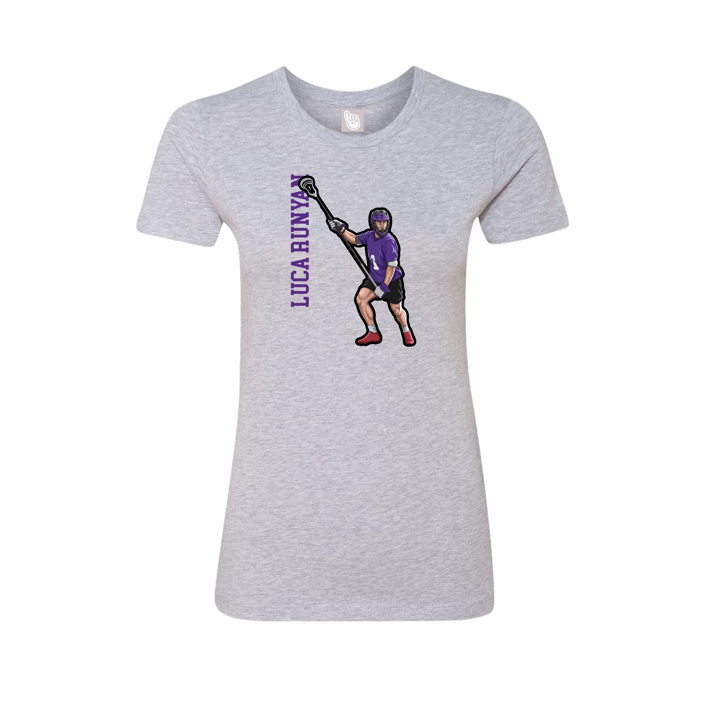 Fitted Women's Tee — Name Vertical in Grey