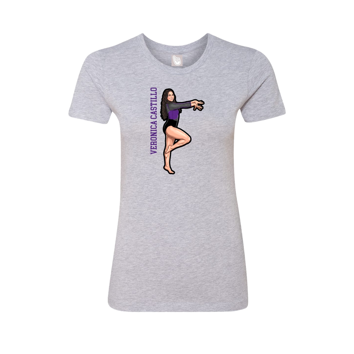 Womens Tee — Name Vertical in Grey