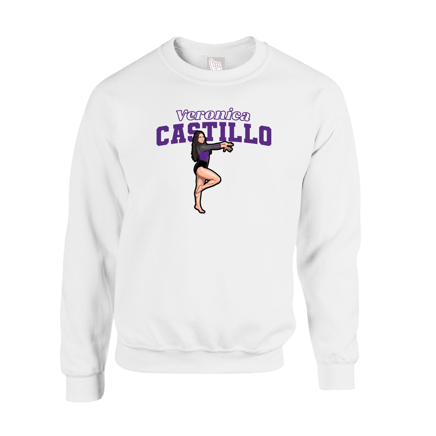 Fleece Crew — Name Arch in White