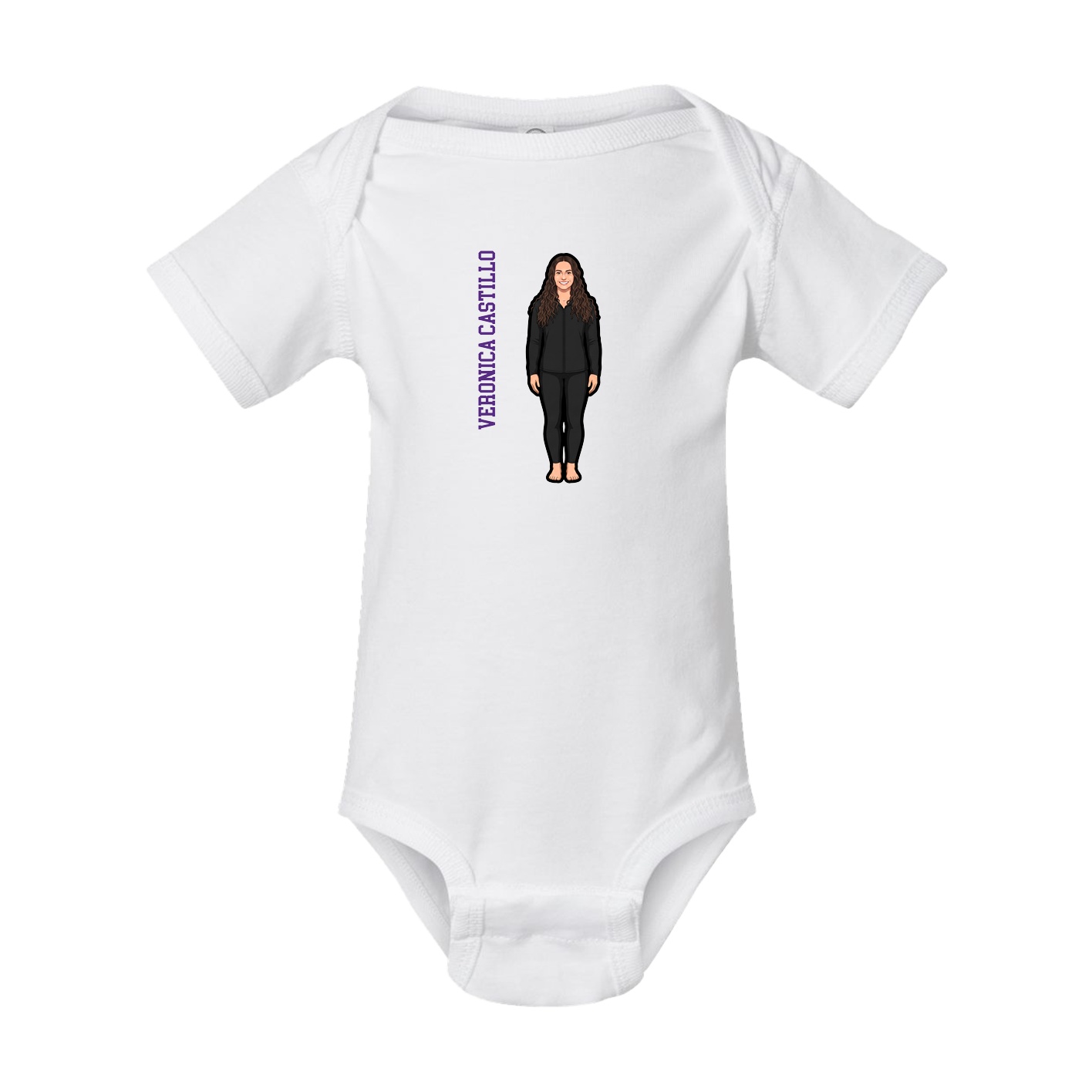 Baby Onesie — Name Vertical in White