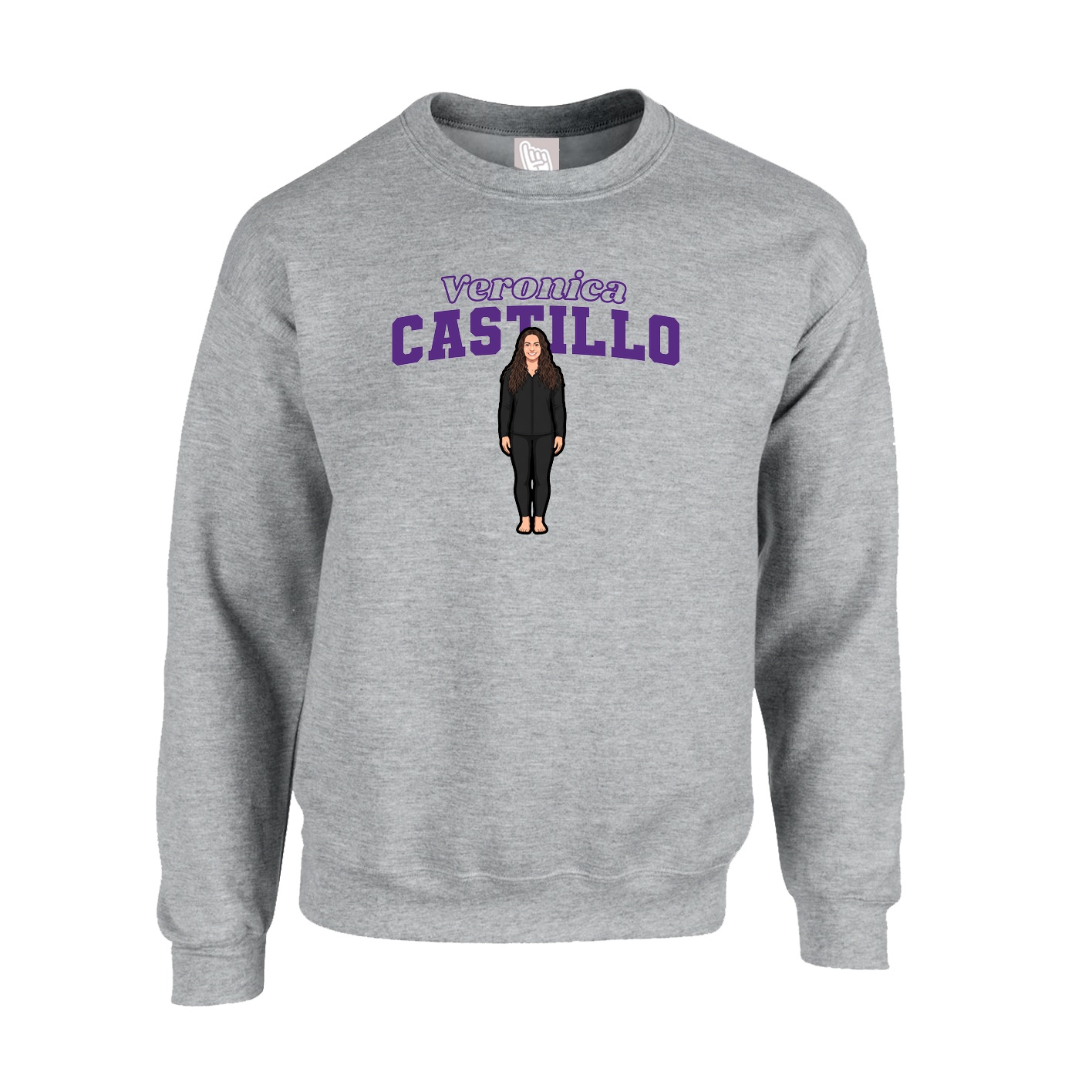 Fleece Crew — Name Arch in Grey