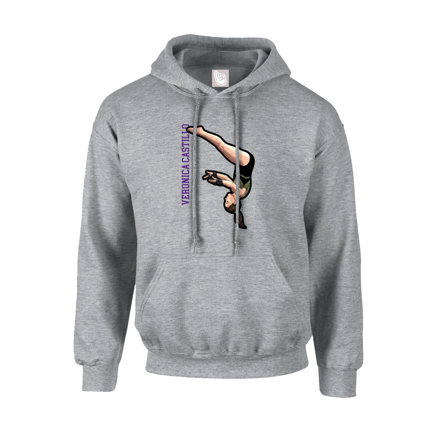 Hoodie — Name Vertical in Grey