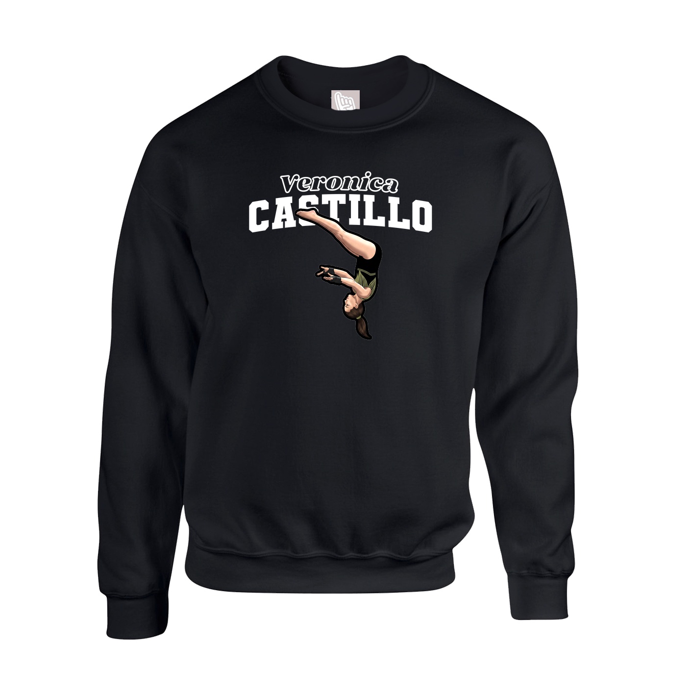 Fleece Crew — Name Arch in Black