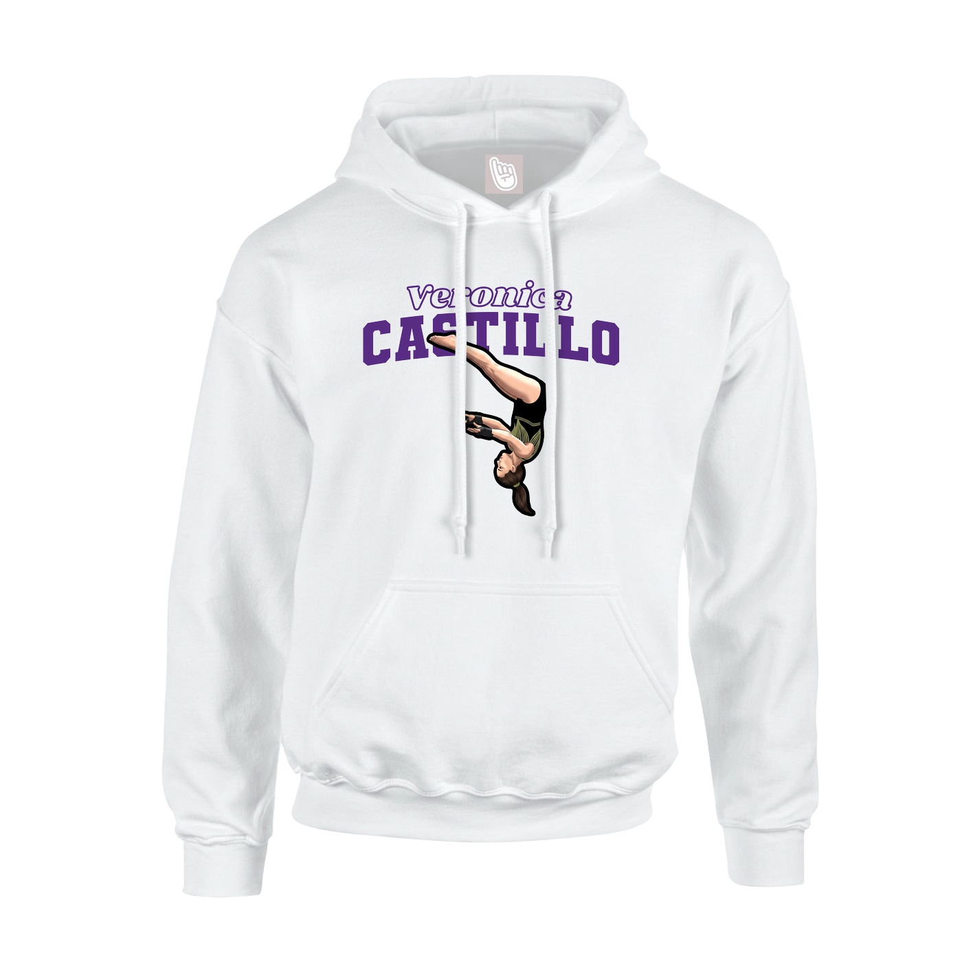 Youth Hoodie — Name Arch in White