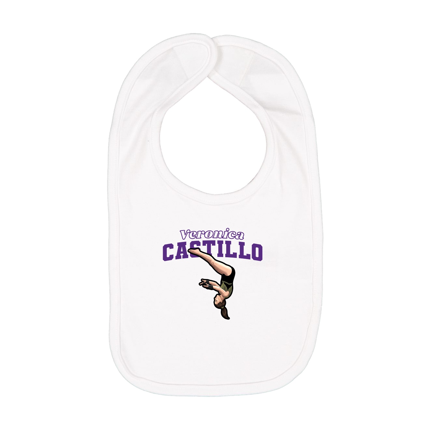 Infant Bib — Name Arch in White