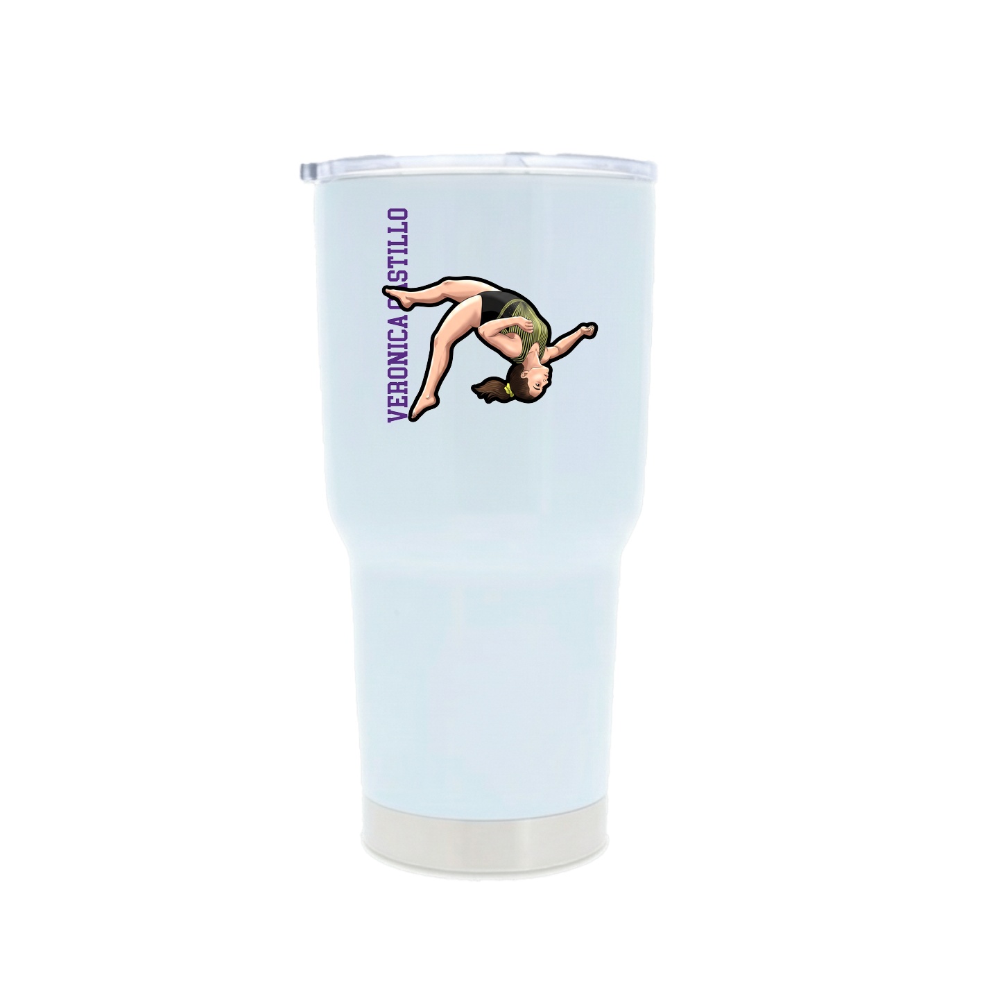30oz Stainless Steel Tumbler — Name Vertical in White