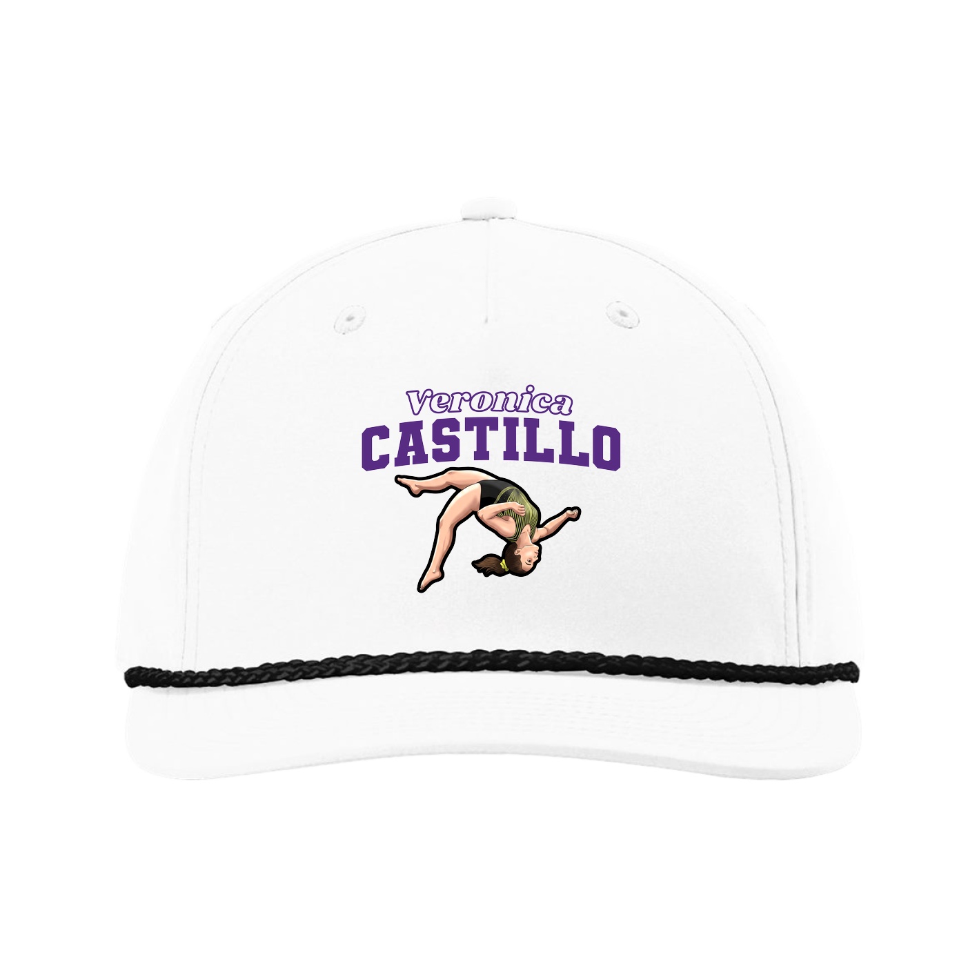Five-Panel Classic Rope Cap — Name Arch in White