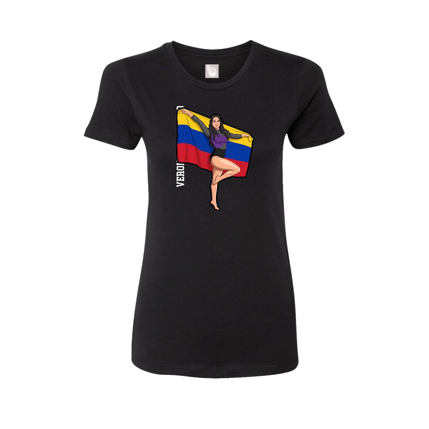 Womens Tee — Name Vertical in Black
