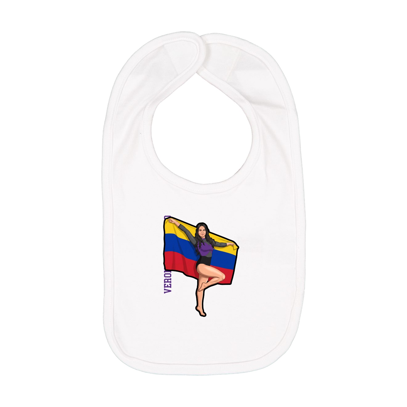 Infant Bib — Name Vertical in White