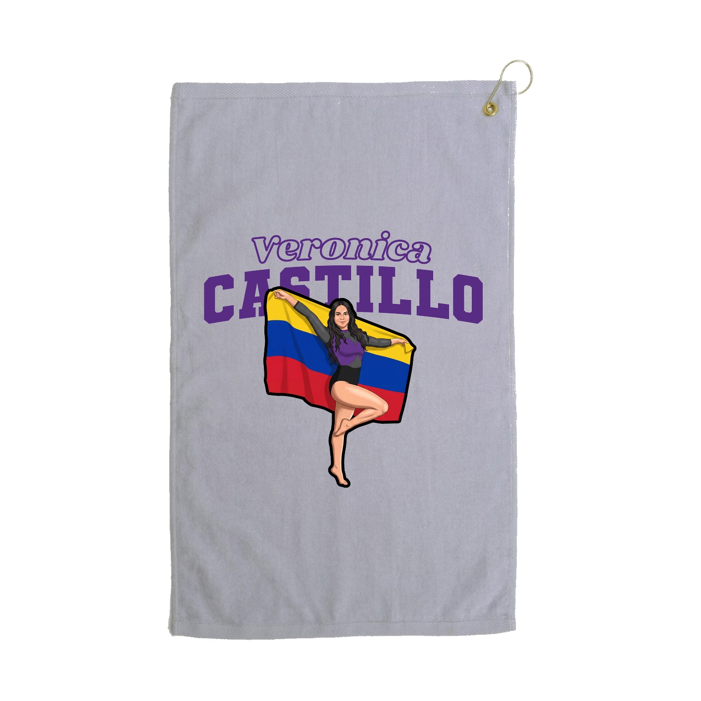 Golf Towel — Name Arch in Grey