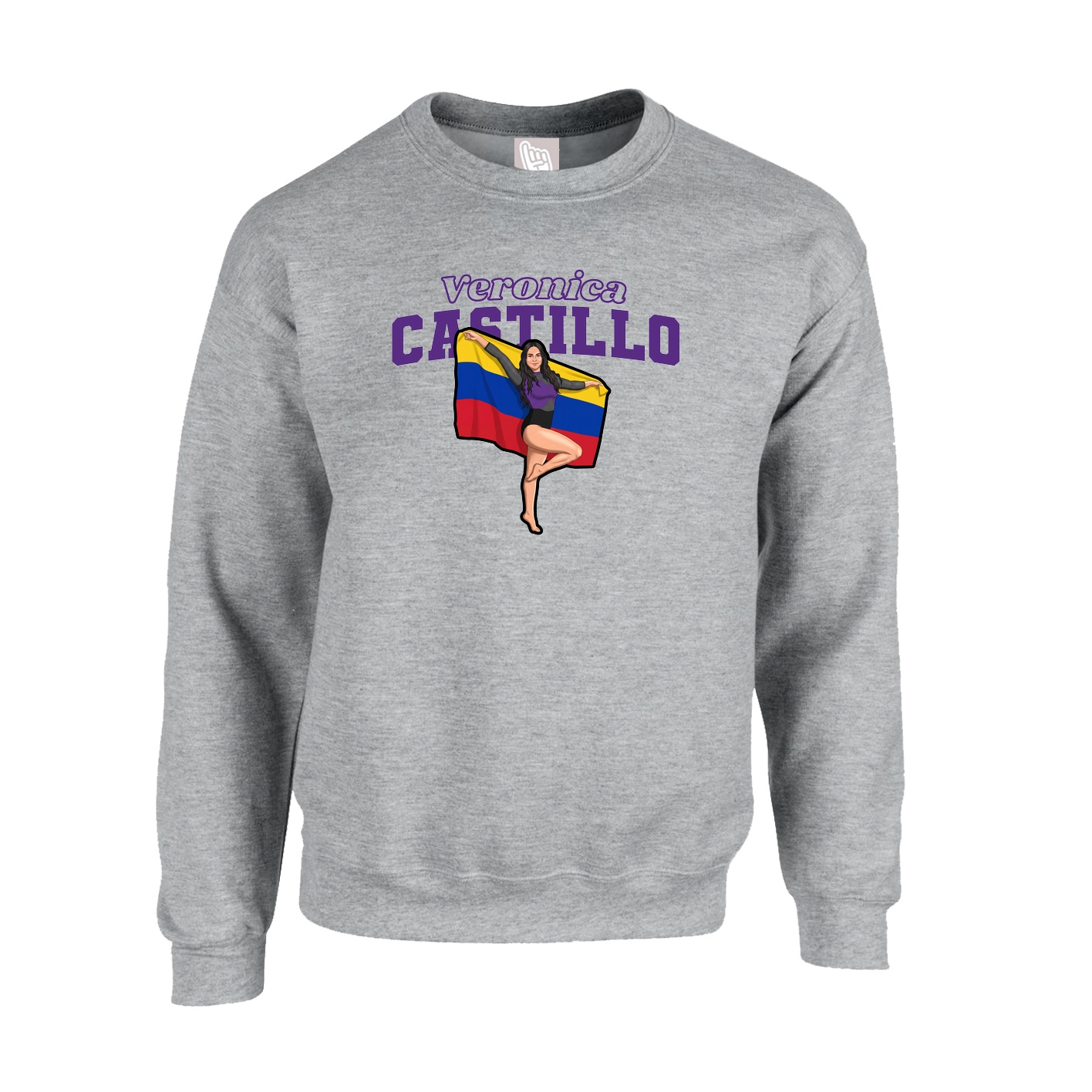Fleece Crew — Name Arch in Grey