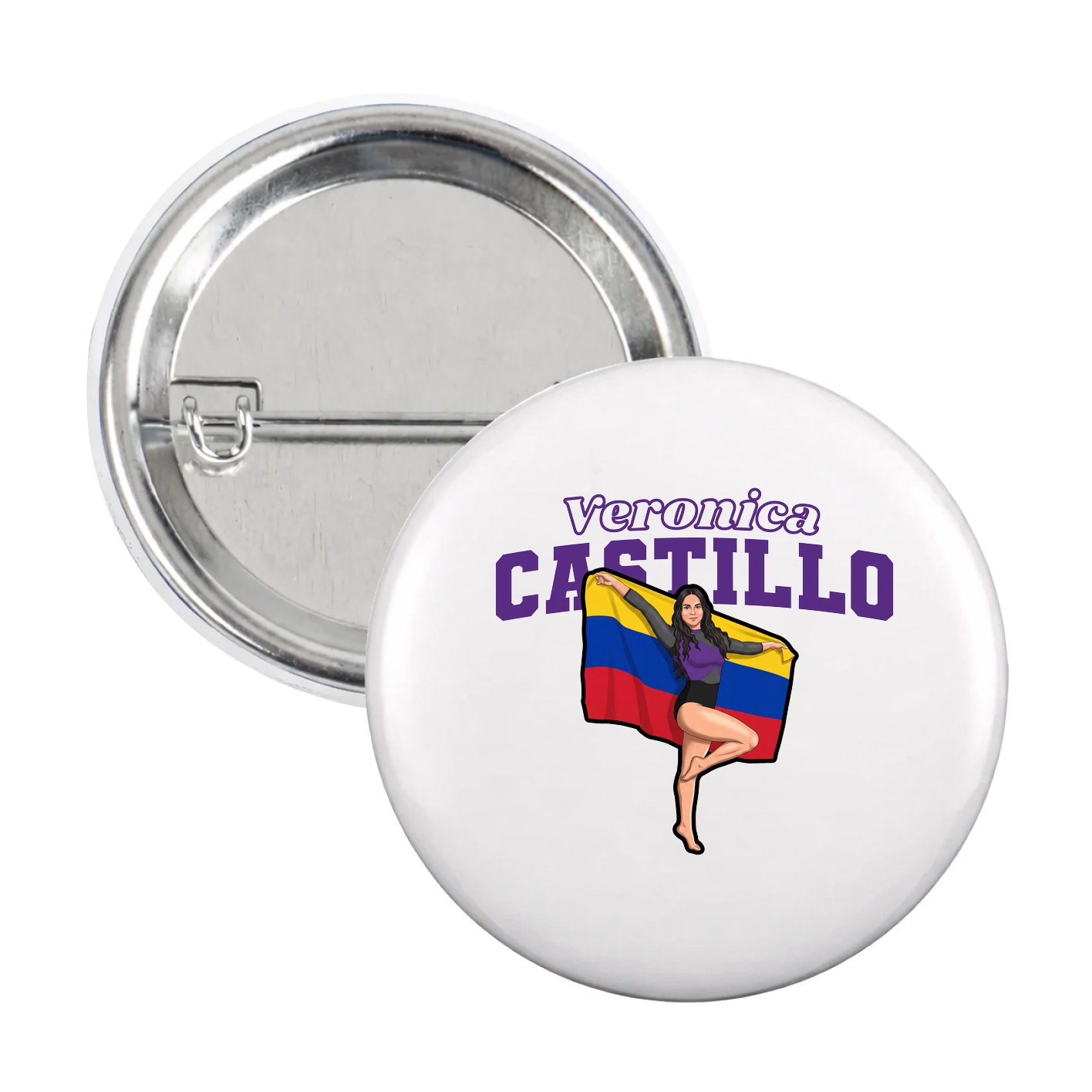 Game Day Button — Name Arch in White