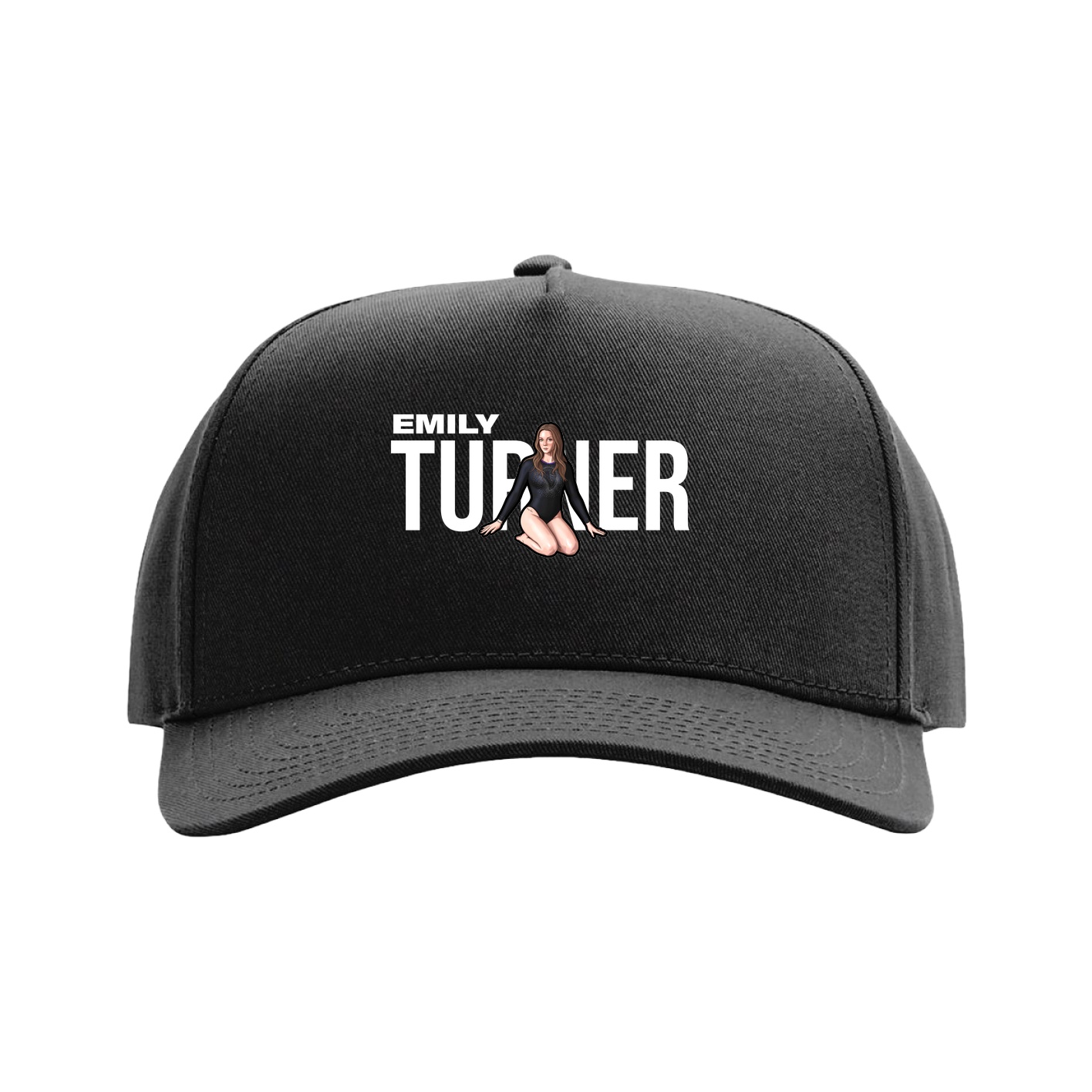 Full Fabric Five-Panel Champ Cap — Player Name in Black
