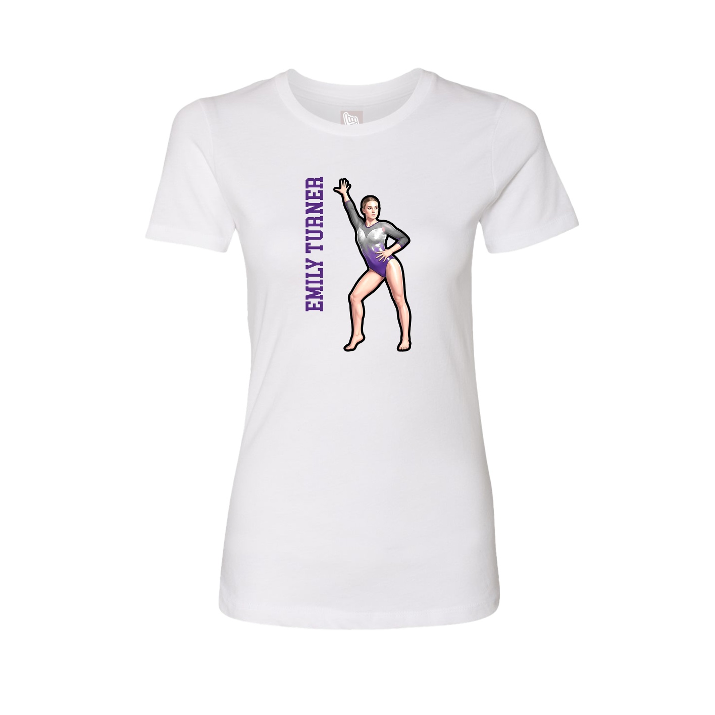 Fitted Women's Tee — Name Vertical in White