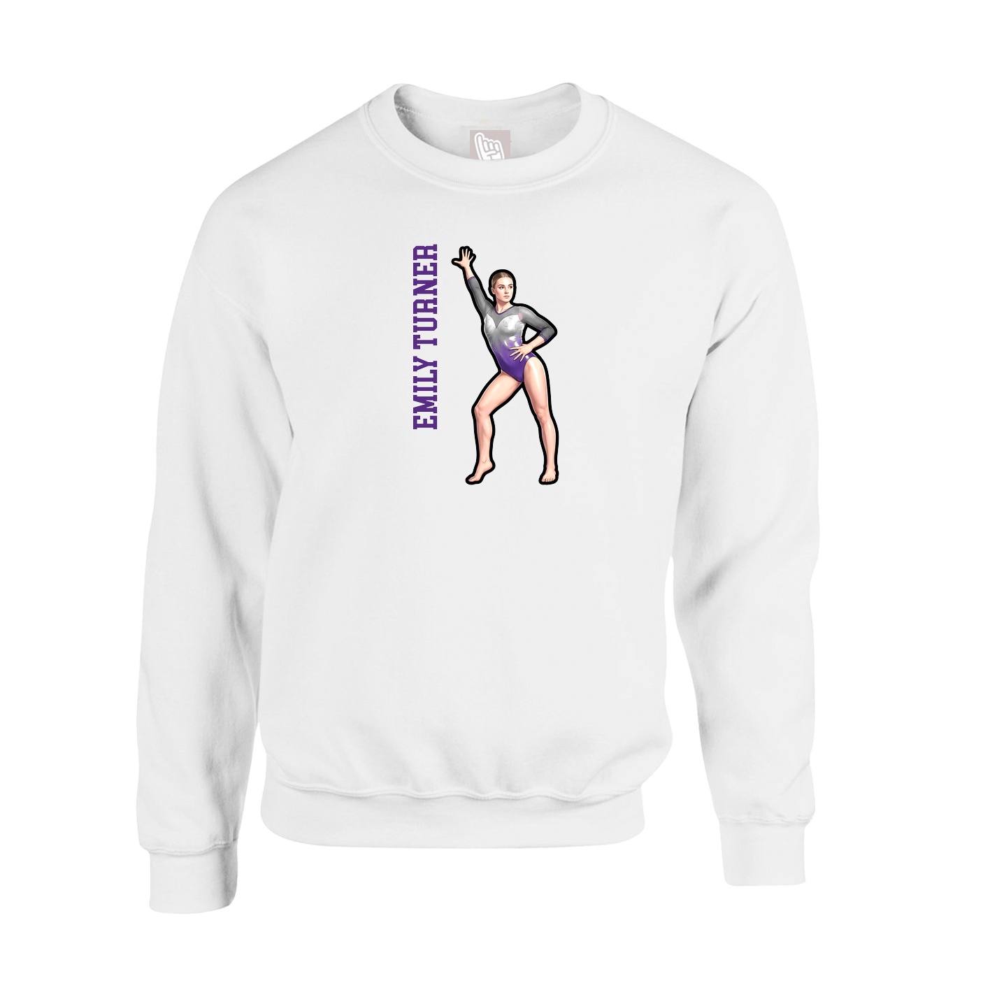 Fleece Crew — Name Vertical in White