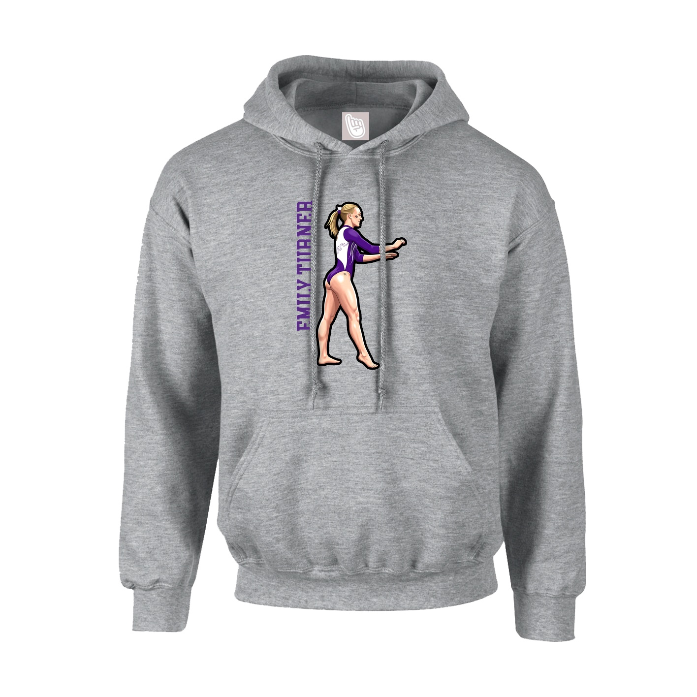 Hoodie — Name Vertical in Grey