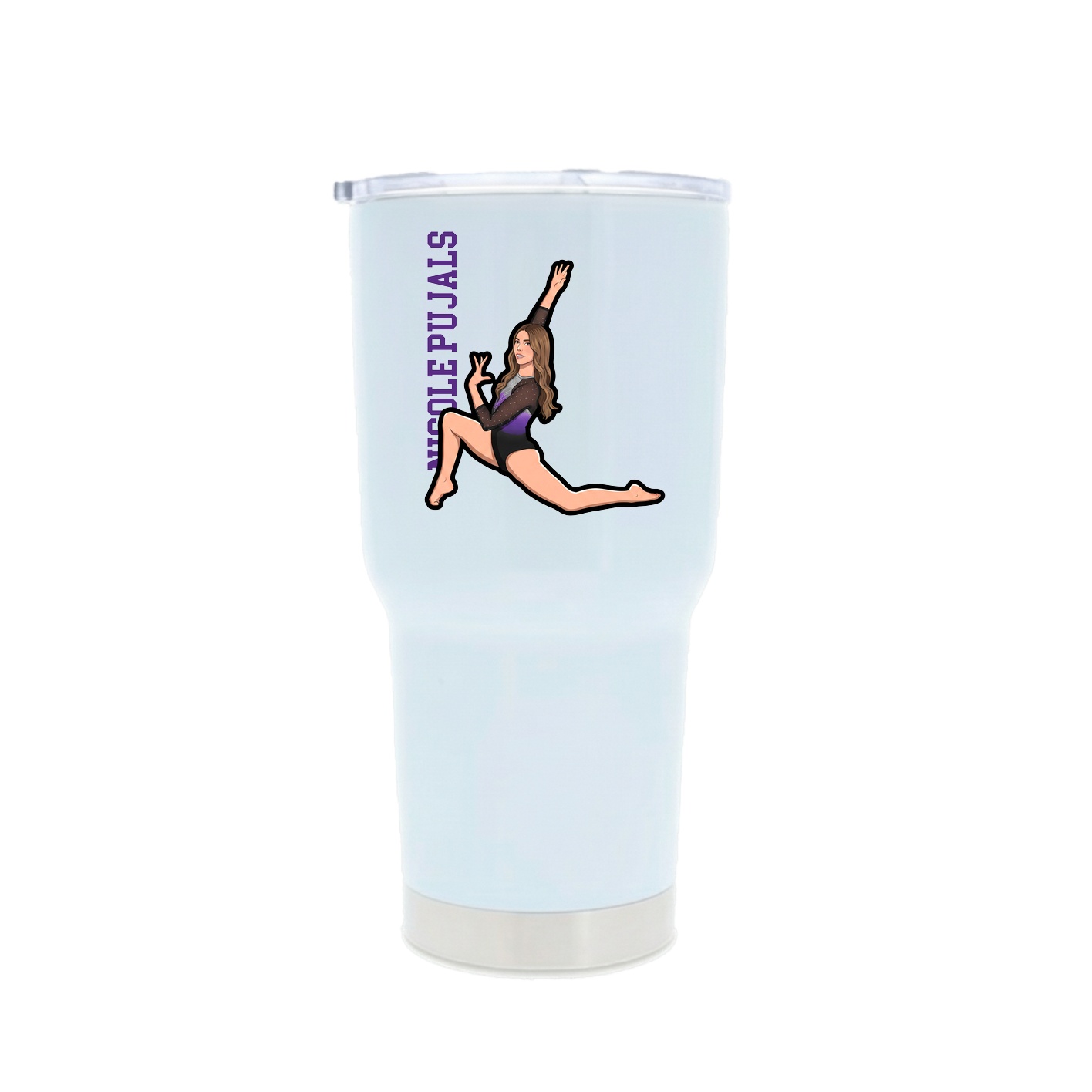 30oz Stainless Steel Tumbler — Name Vertical in White
