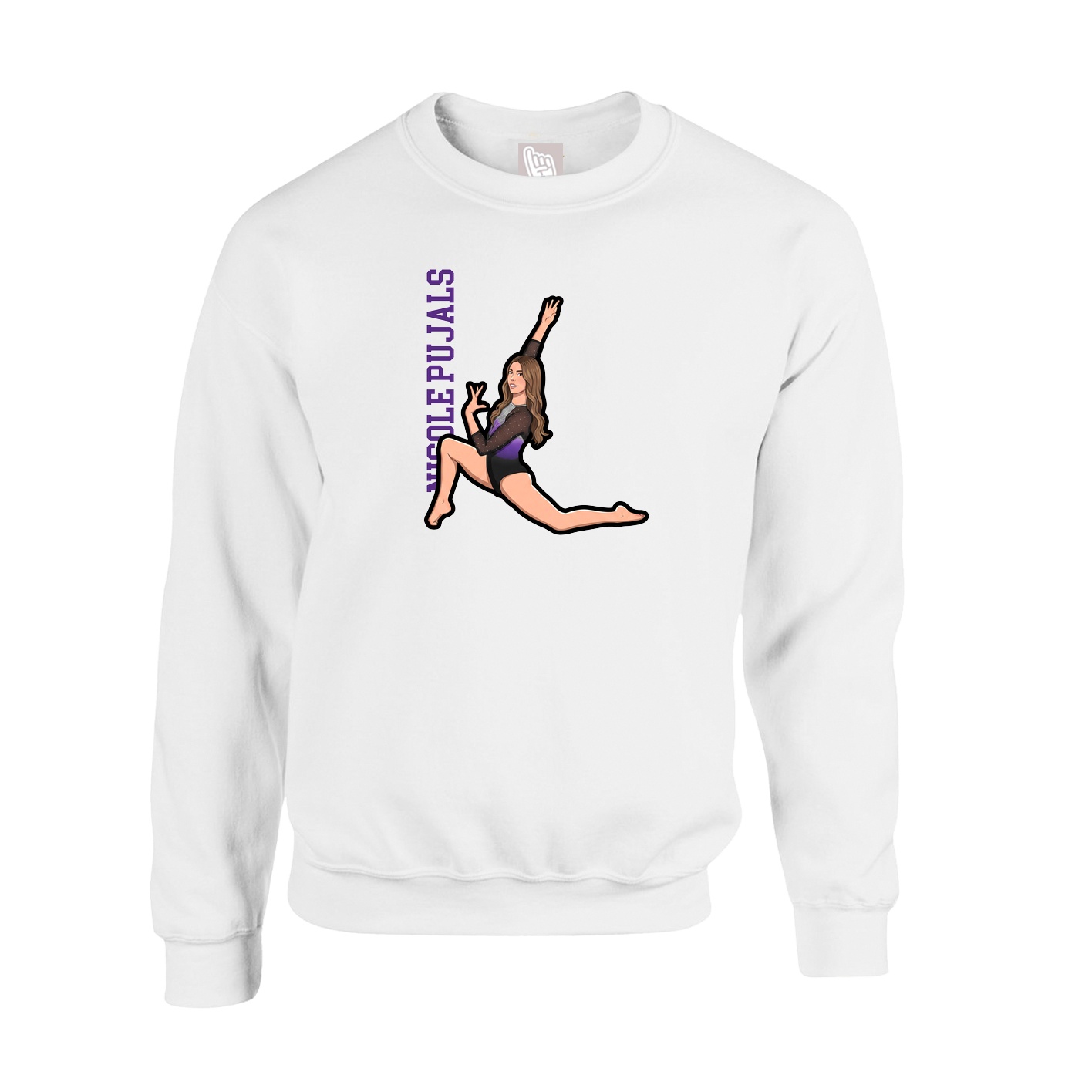 Fleece Crew — Name Vertical in White