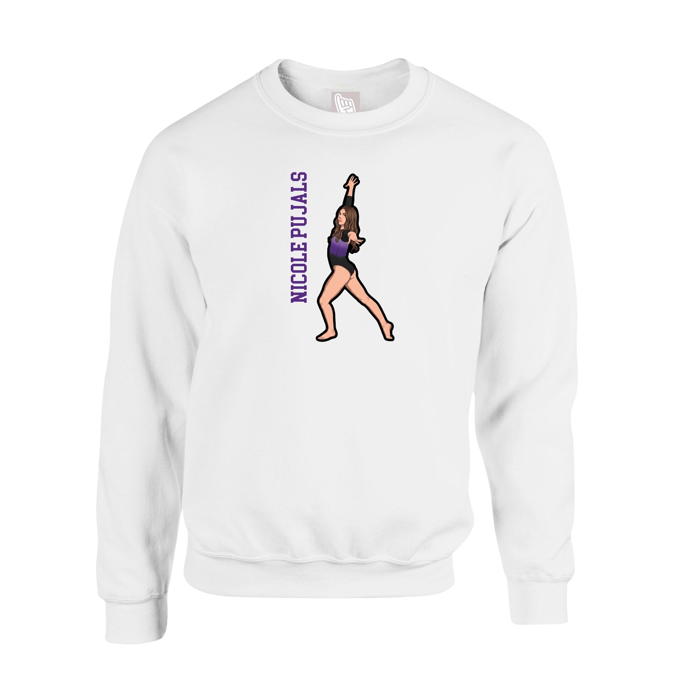 Fleece Crew — Name Vertical in White