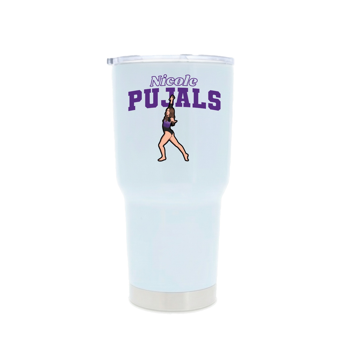 30oz Stainless Steel Tumbler — Name Arch in White